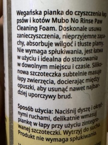 Mubo No Rinse Paw Cleaning Foam Banana 200ml