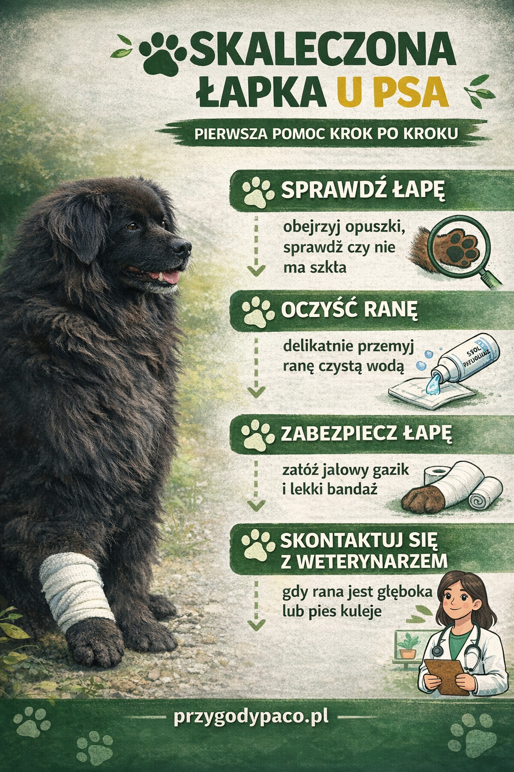 Skaleczona łapka u psa