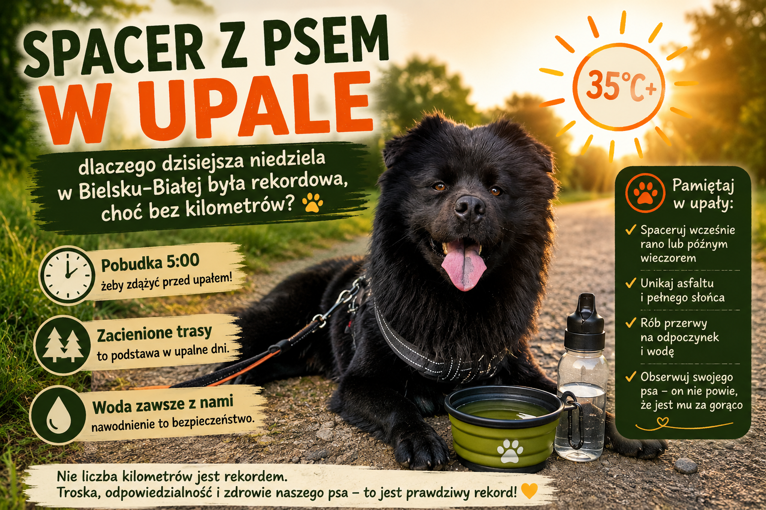 Spacer z psem w upale