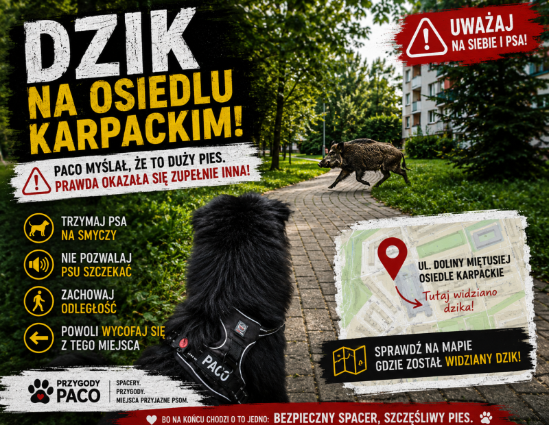 Dzik na osiedlu Karpackim